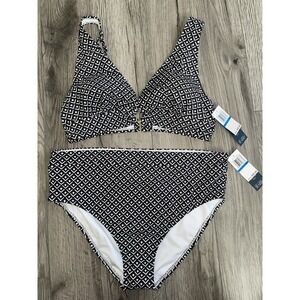 Aqua Couture Womens Bikini Top & Bottom Abstract Design Size XLarge Swimwear NWT